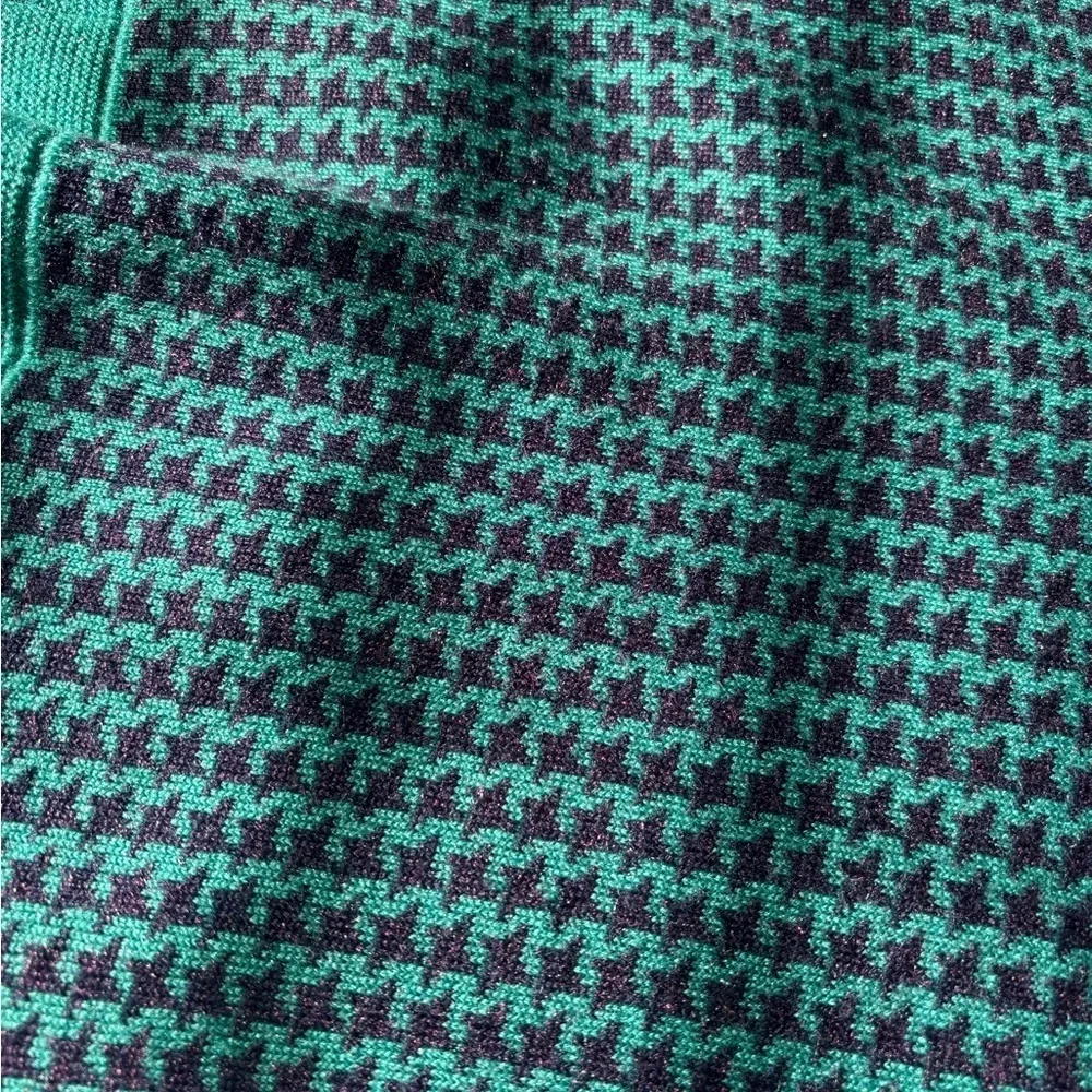 Vintage Teal Blue Henley Textured Geometric Knit Long Sleeve Tunic Sweater